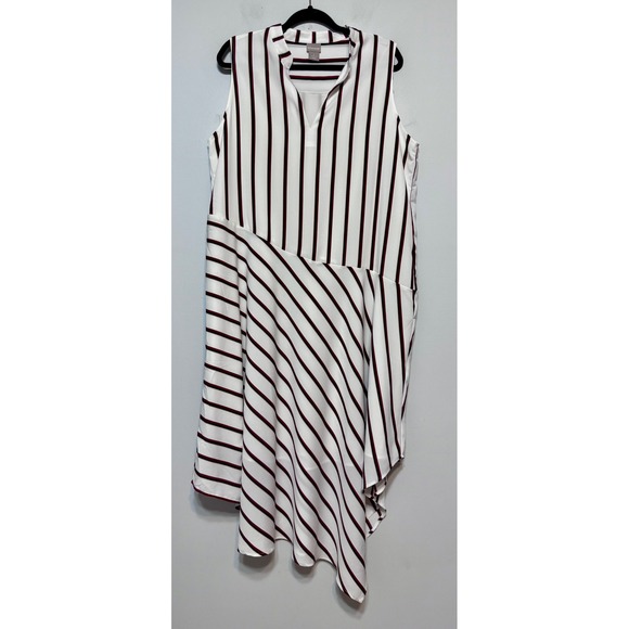 CHICO'S Asymmetric Stripe Tunic Dress Size 3 XL Modern Minimalist Quiet Luxury - Picture 1 of 5